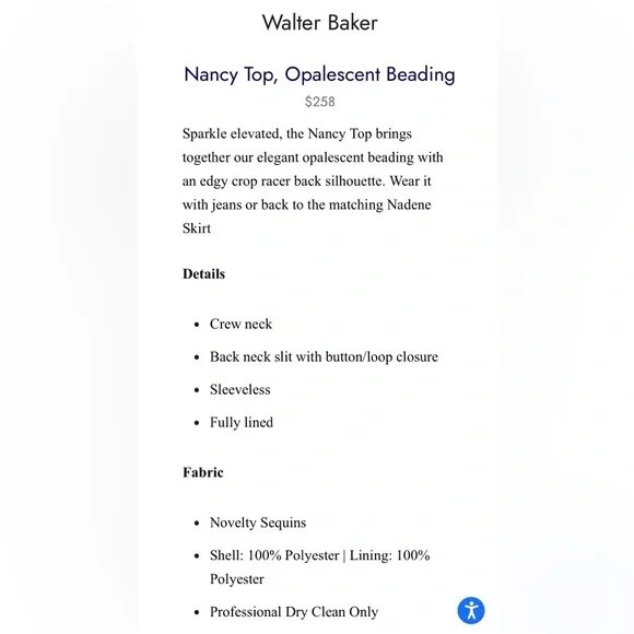 Walter Baker Sequin crop top, NWT size small - Picture 4 of 7